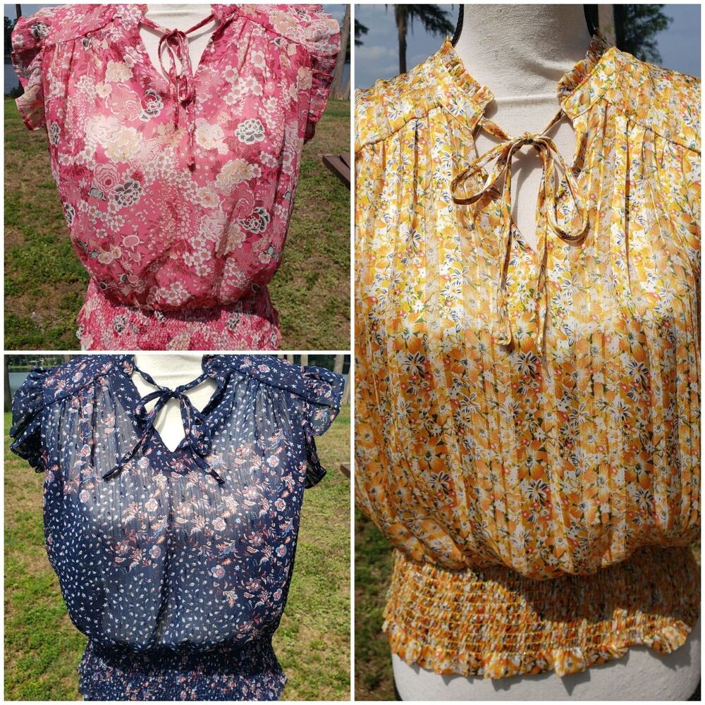 Rachel Zoe Shirt Lot Of 3 Womens Small Pullover Sleeveless Sheer Ladies Floral